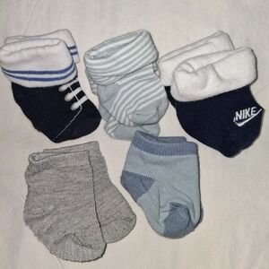 Baby Socks Infant Newborn Variety‎ Bundle Blue Gray White 5 Pairs